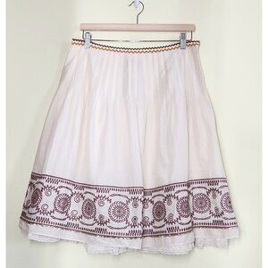 The Limited A-line Pleated Skirt Size 10 Cream Boho Artsy Full Skirt Prairie